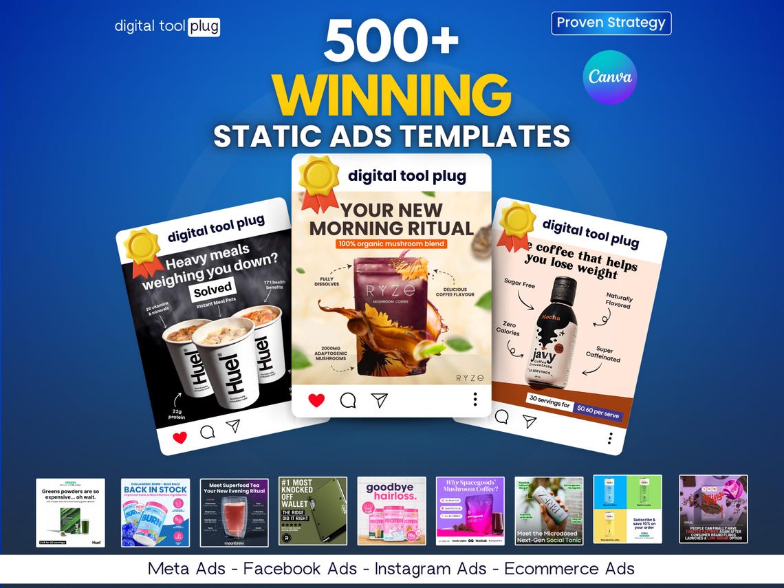 500+ Meta Ad Templates Canva Bundle